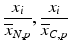 $$ \dfrac{x_i}{{\overline{x}}_{N,p}},\dfrac{x_i}{{\overline{x}}_{C,p}} $$